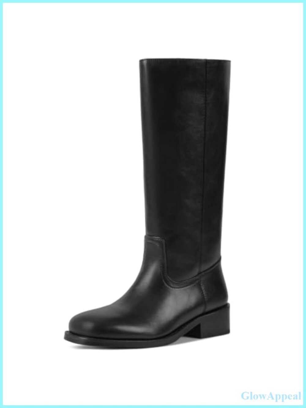 Womens Knee High Wide Calf Boots PU Leather Chunky Block Heel Square Toe